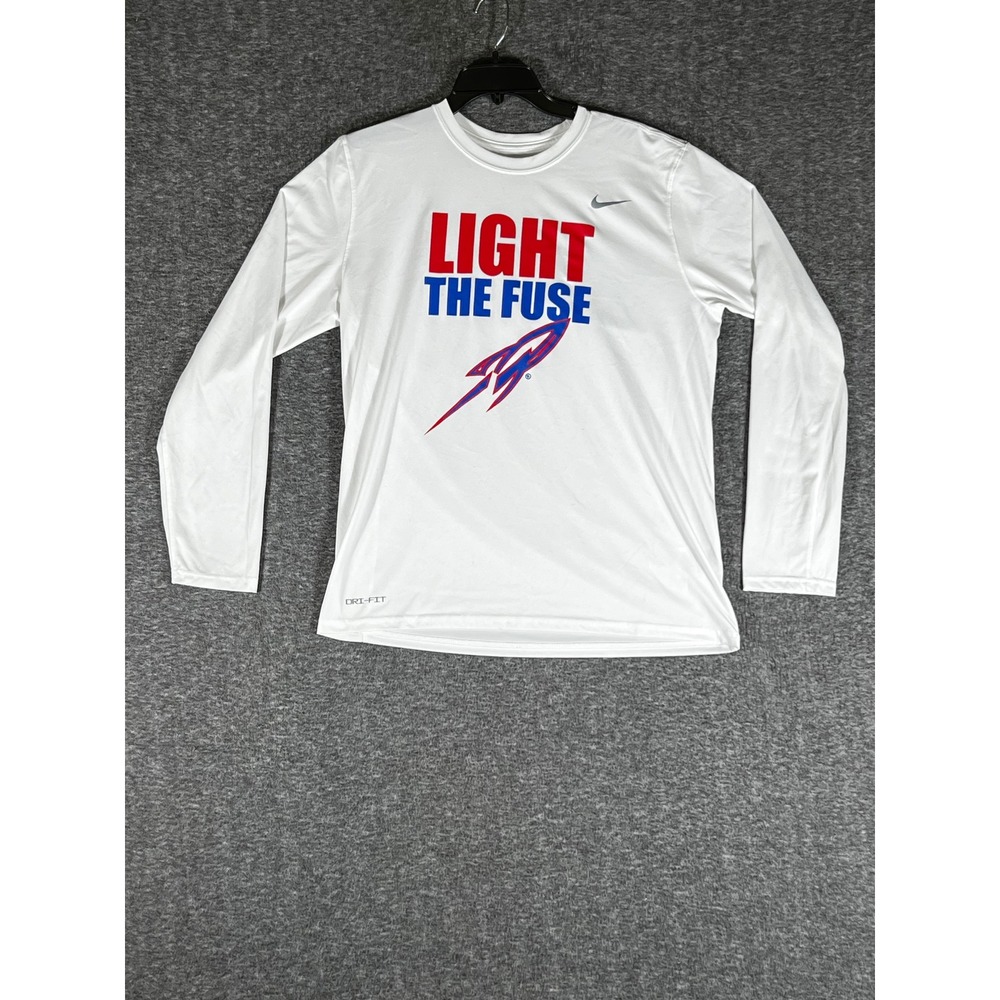 Nike Dri-FIT Mens Large White Light The Fuse Rocket Long Sleeve Graphic Tee